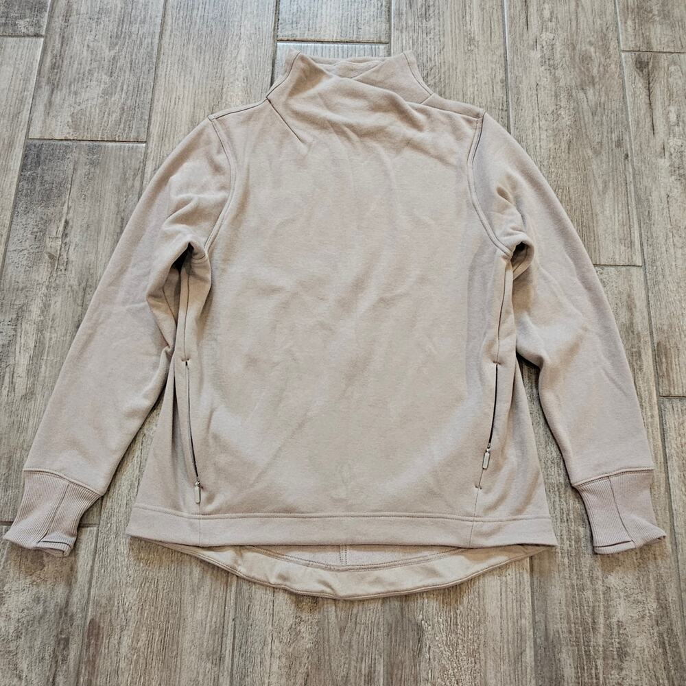 Athleta Mock Neck Pullover Size M Beige‎ Zip Pockets Long Sleeve Sweater Lounge